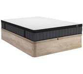 Conjunto de canapé abatible de 160 x 200 cm claro natural + colchón híbrido de muelles ensacados con 7 zonas y gel viscoelástico de 25cm de grosor - t