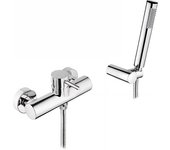 Mezclador de ducha master sanindusa 40 con ducha de mano soporte de ducha de mano y flexo cromado