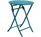 Hespéride - mesa de jardín redonda plegable greensboro azul canario - 2 plazas