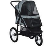 Cochecito para perros pawhut acero, tela oxford gris 111x58x107 cm