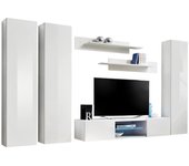 Conjunto de mueble para tv fly p1 con led. color blanco. muebles colgantes de diseño para tu sala de estar.