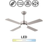 Ventilador de techo con luz silencioso dc con mando hupe niquel 107 cm invierno-verano color luz regulable