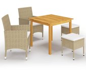 Conjunto de comedor de jardín vidaxl 5 piezas beige