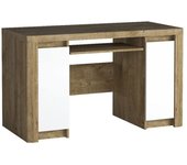 Mesa de oficina etrmona 113, con un estante para teclado, con puertas, número de puertas: 2.00, 79x130x61cm, blanco brillante, ribbeck roble