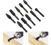 Juego de 10 limas para madera, kit de fresado de vástago de madera, brocas, herramientas de taladro, rueda lijadora para tallado de madera