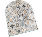 Placa de cristal para chimenea, zócalo protector de chimenea, diseño moderno | 80x70 | rectángulo | patrones de mosaico en azulejos
