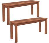 Banco de jardín de madera maciza para 2 personas, banco de comedor con asiento de listones transpirables, banco jardin, carga 150kg, 100x30,5x47cm (2)