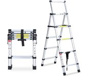 Escalera telescópica hasta 150 kg escalera multifunción estable de aluminio 1,4m+1,7m