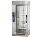 Cleiton® asador de pollos a gas vertical para 12-24 pollos de 55x67 cm en acero inoxidable con 1 espada | temperatura max 300°c - 7500w