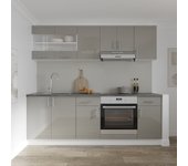 Set set bucatarie karo v13, gris brillante/blanco, mdf, encimera thermo 28 mm, l 220 cm