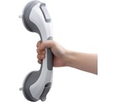 Barra de apoyo para ducha, para baño, 31 cm, asas de seguridad para personas mayores, sin taladros, gris
