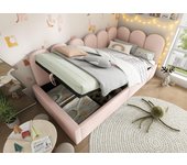 Sofá cama con almacenaje - tejido de terciopelo - 90x200 cm - con somier - rosa