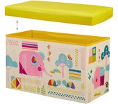 Taburete cofre caja puf de juguete almacenamiento infantil amarillo 13_0002763_2