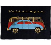 Brisa vw collection - volkswagen coperta calda e vellutata in morbido pile, plaid per divano/letto, camper t1 bus e maggiolino design (nero/150x200cm)