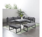 Marbella mueble de jardín gris oscuro sofá de 7/9 plazas + 2 bancos