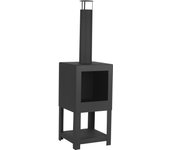 Esschert design chimenea exterior con sitio para leña negro ff410