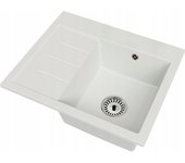 Fregadero cocina blanco 60x50cm, fregadero granito 1 seno + sifón