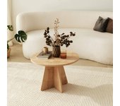 Mesa de café armanda, mesa de centro baja, revistero para sofá, estante de la sala de estar, 60x60h40 cm, roble
