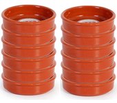 Tradineur - pack de 12 cazuelas redondas de barro - aptas para vitro y horno - ideales para guisos y asados caseros  ø 13 cm