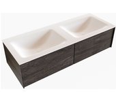 Mondiaz lush 120cm mueble de baño color dark brown con 2 cajones. con lavabo cloud doble sin orificios color talc