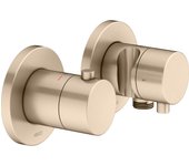 Keuco edition 400 mezclador termostático empotrado de 2 vías con conexión de manguera y soporte de ducha, 51553031221, color: bronce cepillado