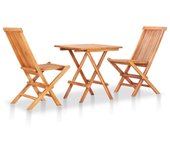 Vidaxl mesa y sillas de jardín plegables 3 pzas madera maciza de teca