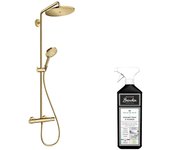 Hansgrohe columna de ducha termostática croma select s 280 aspecto oro pulido + limpiador briochin