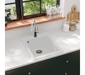 Vidaxl fregadero sobrepuesto de granito blanco crema
