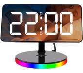 Reloj despertador con espejo y luz nocturna y carga inalámbrica