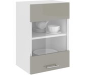 Mueble alto haaus karo, 1 puerta con vidrio, gris brillante/blanco, mdf, 40 x 30 x 60 cm