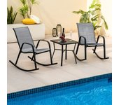 Juego de 2 sillas mecedoras patio ergonómicas textilene balanceo suave carga 150kg jardín 91x62x86cm gris