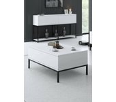 Mesa de café antares, mesa de centro baja, revistero para sofá, estante de la sala de estar, 90x60h40 cm, blanco y negro