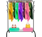 Perchero burro premium rack 1 stand nyana home 148x110x41cm, 2 barras para colgar, 1 balda inferior negro.