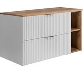 Mueble de baño, blanco / roble craft + tirador negro, 100 x 57 x 46 cm