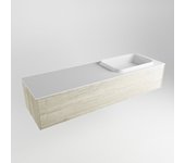 Mondiaz erin 150cm mueble de baño color light brown grey con 1 cajón. con lavabo ridge derecho sin orificios color talc