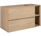Mueble de baño 100 cm (80+20), color: roble claro, 100 x 57 x 46 cm, sin encimera