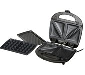 Sandwichera 3 en 1, placas intercambiables, sandwich tostadora, gofrera gofres belgas, grill, camry, negro, 1000, cr3024