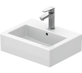 Duravit vero 45cm lavamanos, con rebosadero, con banco para el grifo, con agujero para el grifo, 07044500001, color: blanco