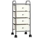 Vidaxl carrito de almacenaje portátil 4 cajones plástico blanco