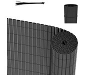 Pantalla de privacidad de caña de pvc para jardín, balcón, valla de protección visual, gris, 180 x 700 cm