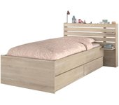 Cama infantil 90 x 190/200 cm roble cabecero + 2 cajones 121,5 x 88,6 x 216,8 cm