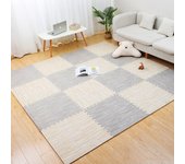 Paquete de 24 tapetes de juego de espuma suave, tapetes de rompecabezas de eva patchwork de 30 x 30 cm, impermeables, con bordes, blanco + gris