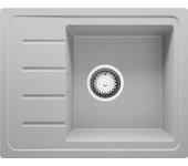 Primagran fregadero cocina gris 55x44cm, fregadero granito 1 seno + sifón, fregadero sobre encimera al mueble 45cm - copenhague easy