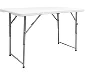 Mesa plegable solid 120 x 60 48/61/74cm altura regulable. uso público. portátil. tablero resina. 4 adultos. multiusos jardín catering. the homeweeks