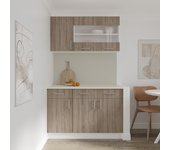 Set cocina haaus karo set, roble sonoma oscuro/blanco, encimera thermo 28 mm, l 120