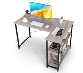 Escritorio en forma de l, mesa de trabajo con gran superficie de trabajo y estantes ajustables, mesa de estable con patas ajustables, 120x88x75cm