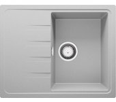 Primagran fregadero cocina gris 62x50cm, fregadero granito 1 seno + sifón, fregadero sobre encimera al mueble 40cm - milano