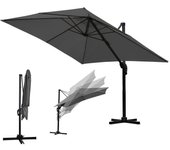 300x300cm tiltable offset shade, foldable outdoor garden shade, 360° rotating crossed base uv50+ protection,gris