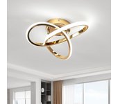 Goeco lámpara de techo led de 30 w, moderna lámpara de techo para pasillo, dormitorio, baño, cocina, salón, blanco frío 6500 k, dorada