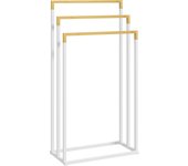 Toallero escalera kleankin bambú, acero blanco y natural 45x22.5x86 cm